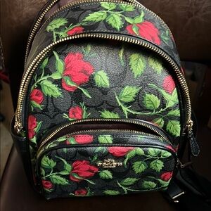 Coach Black Floral Backpack